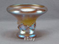 L. C. T Tiffany Favrile Gold Iridescent 4 7/8 Inch Glass Vase Circa 1890-1920