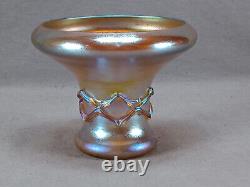 L. C. T Tiffany Favrile Gold Iridescent 4 7/8 Inch Glass Vase Circa 1890-1920