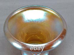 L. C. T Tiffany Favrile Gold Iridescent 4 7/8 Inch Glass Vase Circa 1890-1920