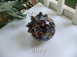 LARGE Antique Victorian HAND BLOWN, Cased, ART GLASS BASKET, Thorn Handle MINT