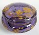Large Moser Purple Bohemian Gilt Gold Enamel Art Glass Vanity Box Dresser Jar
