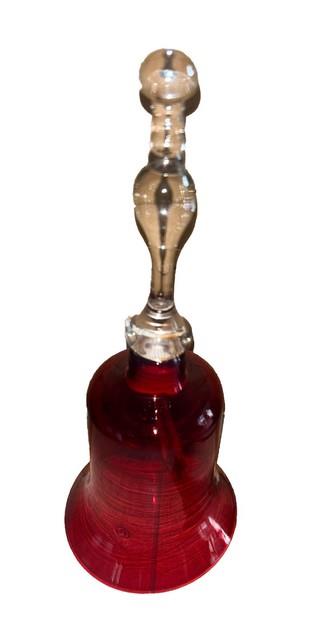 Large Victorian English Cranberry Art Glass Wedding Bells 13 Tall