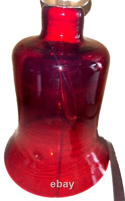 LARGE Victorian English Cranberry Art Glass Wedding Bells 13 Tall LARGE Victorian English Cranberry Art Glass Wedding Bells 13 Tall