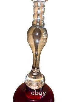 LARGE Victorian English Cranberry Art Glass Wedding Bells 13 Tall LARGE Victorian English Cranberry Art Glass Wedding Bells 13 Tall
