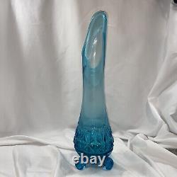 LE Smith Blue Three 3 Wheeler Diamond Ribbed Swung Vase 18.75