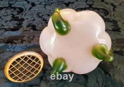 LOETZ Pearlescent Glass Rare & Unique Nice 18K Gold Frog w-Green Feet Vase