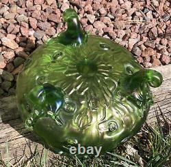 LOETZ Victorian Austria CRETA RUSTICANA GLASS Vase Bowl Bohemia Legs Green