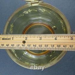 LOVE BIRDS Antique JEWELRY BOX trinkets Powder JAR AMBER art glass BOHEMIAN