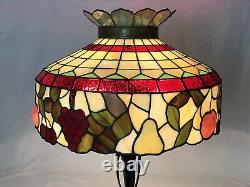 Large 20 Antique Vtg Arts & Crafts Leaded Slag Stained Glass Lamp Shade, Fruit