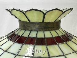 Large 20 Antique Vtg Arts & Crafts Leaded Slag Stained Glass Lamp Shade, Fruit