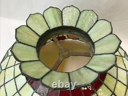 Large 20 Antique Vtg Arts & Crafts Leaded Slag Stained Glass Lamp Shade, Fruit