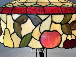 Large 20 Antique Vtg Arts & Crafts Leaded Slag Stained Glass Lamp Shade, Fruit