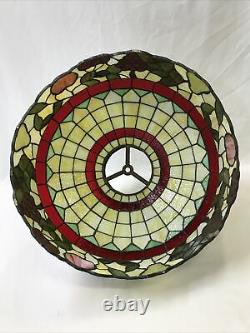 Large 20 Antique Vtg Arts & Crafts Leaded Slag Stained Glass Lamp Shade, Fruit