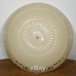 Large Antique ART DECO Round Ceiling Lamp Shade. Molded Glass Chandelier RARE