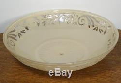 Large Antique ART DECO Round Ceiling Lamp Shade. Molded Glass Chandelier RARE