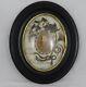 Large Antique French Mourning Hair Art Memento Convex Glass Framed Reliquary