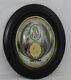 Large Antique French Mourning Hair Art Memento Convex Glass Framed Reliquary1890
