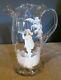 Large Antique Mary Gregory Water Pitcher Art Glass Victorian