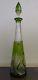 Large Antique Val Saint Lambert Emerald Green Decanter Cut Crystal Antique