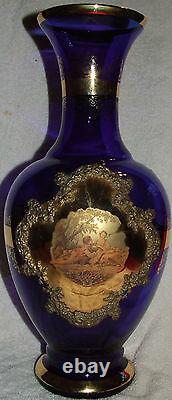 Large Cobalt Blue & Gold 16 Vase Classical Victorian Scene Made In Italy