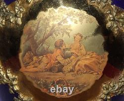 Large Cobalt Blue & Gold 16 Vase Classical Victorian Scene Made In Italy