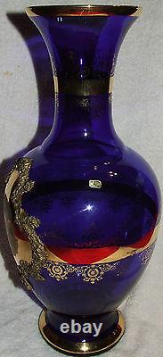 Large Cobalt Blue & Gold 16 Vase Classical Victorian Scene Made In Italy