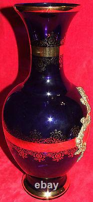 Large Cobalt Blue & Gold 16 Vase Classical Victorian Scene Made In Italy