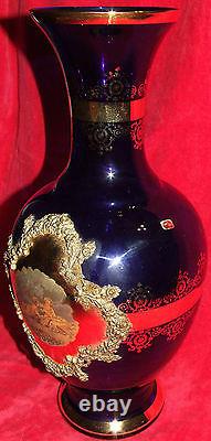 Large Cobalt Blue & Gold 16 Vase Classical Victorian Scene Made In Italy