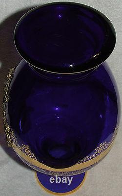 Large Cobalt Blue & Gold 16 Vase Classical Victorian Scene Made In Italy