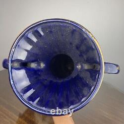Large Cobalt Blue & Gold Vase FRAGONARD Vase VICTORIAN SCENE 15-1/4
