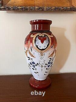 Large Hand Enameled Antique Bristol Glass Vase