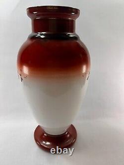 Large Hand Enameled Antique Bristol Glass Vase