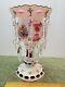 Large Moser Czech Bohemian White To Cranberry 16 Prism Mantle Lustre