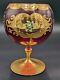Large Red Glass Hand Painted Gold Gilded Goblet Empoli Made In Italy Ardalt Rare