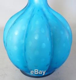 Large & Tall 12 Victorian Blue Cased Art Glass Vase c. 1890 MINT American