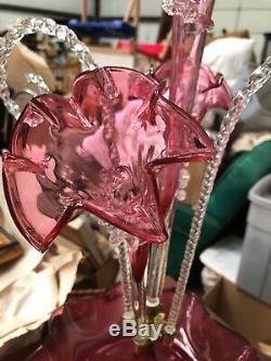 Large Victorian 22 Cranberry Art Glass Epergne