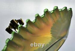 Large Victorian Art Glass Epergne Green and Fiery Opalescent 20+ Inches