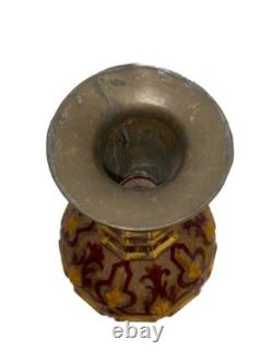 Large Victorian Bohemian Gilded Hand Painted Portrait Bottle Vase c1860 As Found Large Victorian Bohemian Gilded Hand Painted Portrait Bottle Vase c1860 As Found