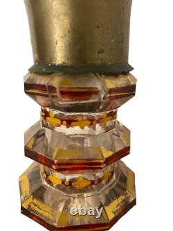 Large Victorian Bohemian Gilded Hand Painted Portrait Bottle Vase c1860 As Found Large Victorian Bohemian Gilded Hand Painted Portrait Bottle Vase c1860 As Found