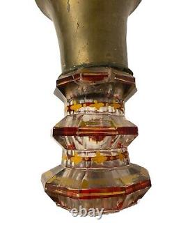 Large Victorian Bohemian Gilded Hand Painted Portrait Bottle Vase c1860 As Found Large Victorian Bohemian Gilded Hand Painted Portrait Bottle Vase c1860 As Found