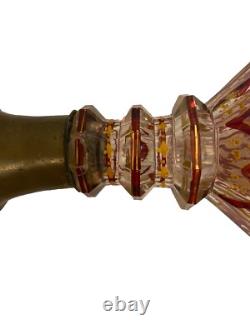 Large Victorian Bohemian Gilded Hand Painted Portrait Bottle Vase c1860 As Found Large Victorian Bohemian Gilded Hand Painted Portrait Bottle Vase c1860 As Found