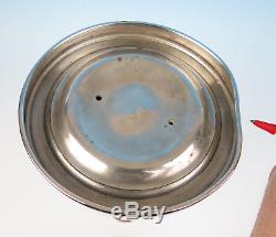 Large Victorian MOP Glass Silverplate Tazza Centerpiece Bowl Antique Blue Satin