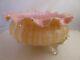 Large Victorian Pink Cased Glass Crimped Edge Glass Bowl