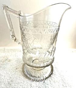 Late 1800 Victorian Art Crafts Nouveau Draped Parrot Bamboo Glass Pitcher 9 HTF Late 1800 Victorian Art Crafts Nouveau Draped Parrot Bamboo Glass Pitcher 9 HTF