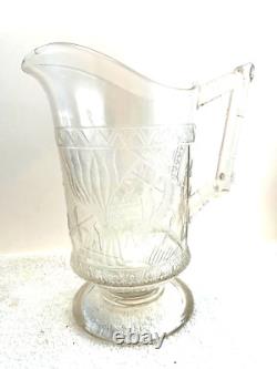 Late 1800 Victorian Art Crafts Nouveau Draped Parrot Bamboo Glass Pitcher 9 HTF Late 1800 Victorian Art Crafts Nouveau Draped Parrot Bamboo Glass Pitcher 9 HTF