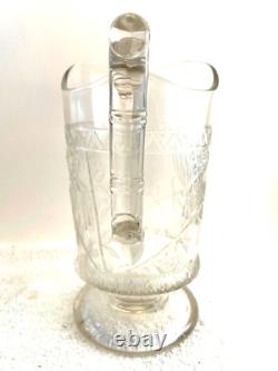 Late 1800 Victorian Art Crafts Nouveau Draped Parrot Bamboo Glass Pitcher 9 HTF Late 1800 Victorian Art Crafts Nouveau Draped Parrot Bamboo Glass Pitcher 9 HTF