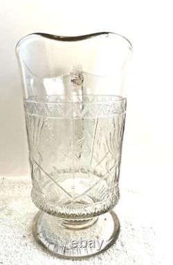 Late 1800 Victorian Art Crafts Nouveau Draped Parrot Bamboo Glass Pitcher 9 HTF Late 1800 Victorian Art Crafts Nouveau Draped Parrot Bamboo Glass Pitcher 9 HTF