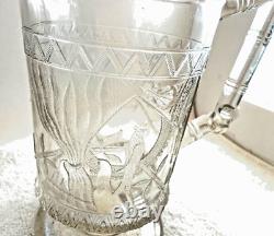 Late 1800 Victorian Art Crafts Nouveau Draped Parrot Bamboo Glass Pitcher 9 HTF Late 1800 Victorian Art Crafts Nouveau Draped Parrot Bamboo Glass Pitcher 9 HTF