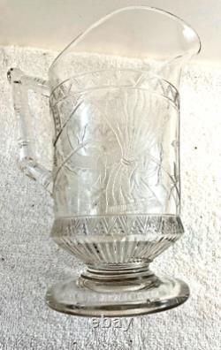 Late 1800 Victorian Art Crafts Nouveau Draped Parrot Bamboo Glass Pitcher 9 HTF Late 1800 Victorian Art Crafts Nouveau Draped Parrot Bamboo Glass Pitcher 9 HTF