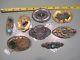 Late Victorian Art Nouveau Brass Brooches Kilt Pins Glass Amethyst Paste Lot Of8